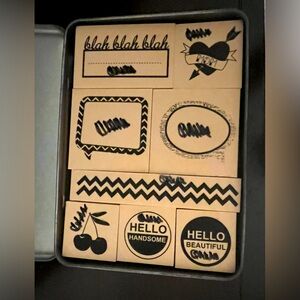 Glitz CASHMERE DAME Rubber Stamp Set ~ 8 Stamps ~ Speech Bubbles